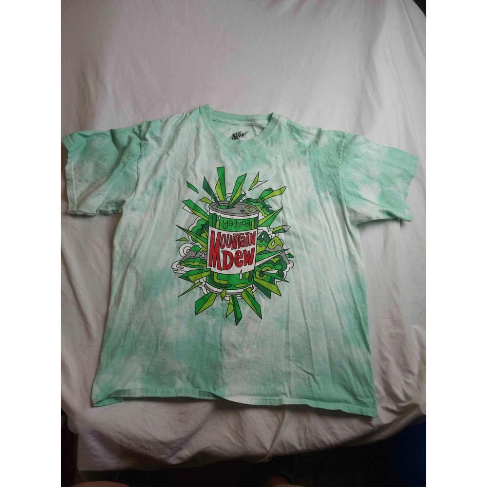 Mountain Dew Ya-Hooo Promo T-Shirt‎ Mens XL Green Tie Dye Soda Pop Streetwear